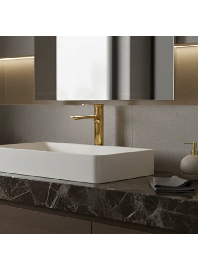 Long gold sink mixer with hoses - Image 1